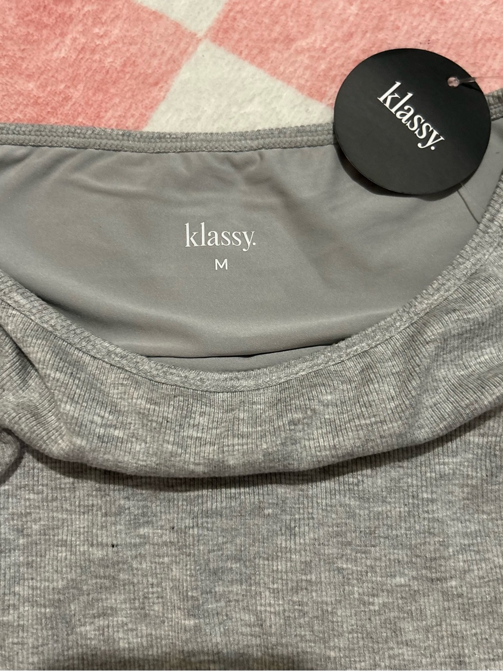 Klassy Ribbed Dainty Boat Neck Brami Tank Top - Gray - Medium